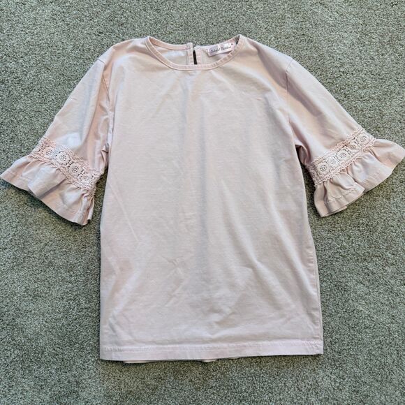 Colorful Childhood Pink 3/4 Length Bell Sleeves Ruffled Cuff Shirt Kid's 10-11 Y - Picture 2 of 7